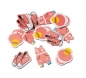 Preview: Holz-Konfetti "Baby-Boy" oder "Baby-Girl" - gemischte Design - 12 Stück - Farbe: hellbau oder rosa