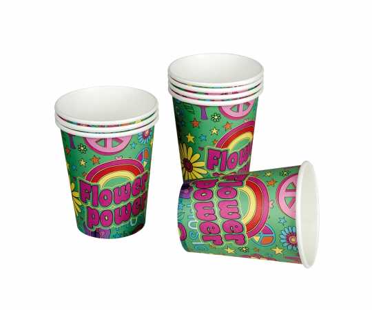 Papp-Becher "Flower Power" - 0,2 l - 8 Stück