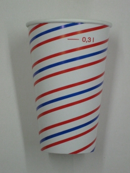 Pappbecher - 0,3 l - gestreift - 100 Stück/Paket