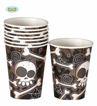 Papp-Trinkbecher "Totenkopf" - 8 Stück/Paket