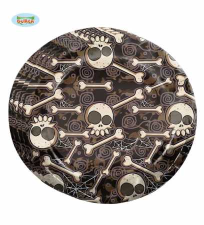 Einwegteller "Totenkopf" - 8 Stück/Paket