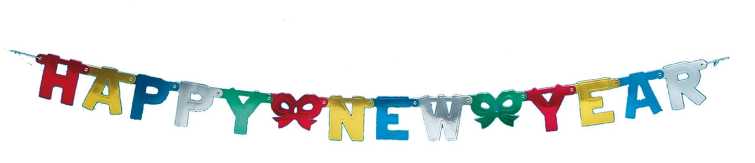 Buchstaben-Girlande "Happy New Year" - bunt - ca. 156 cm
