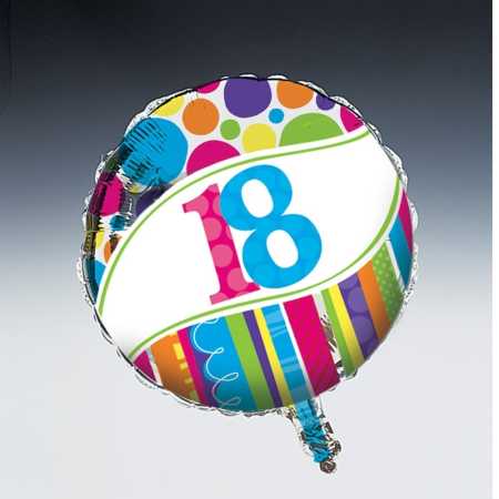 Folienballon mit Zahlendruck - Durchmesser:  46 cm - Zahl: 18, 30, 40, 50, 60, oder 70