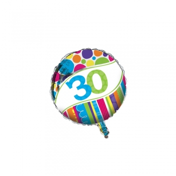 Folienballon mit Zahlendruck - Durchmesser:  46 cm - Zahl: 18, 30, 40, 50, 60, oder 70
