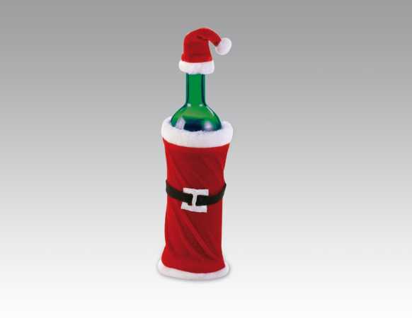 Weihnachtsmannkostüm für Flaschen aus Filz