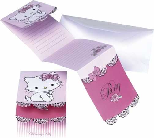 Einladungskarten mit Umschlag "Charmmy Kitty"