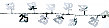 Folien-Drahtgirlande "25" - silber - Länge: 2,70 m