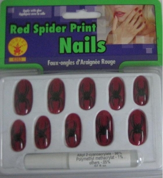 Fingernägel rot mit Spinnendruck