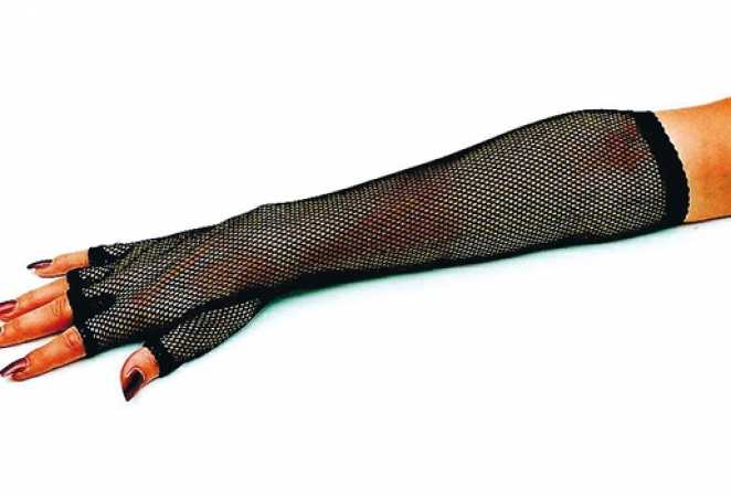 Netzhandschuh - lang - schwarz - fingerlos