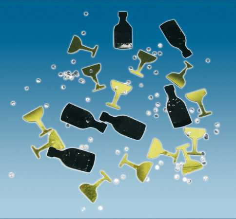 Deko-Konfetti "Champagner" - gold/silber/schwarz