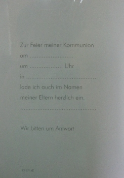 Kommunion-Einladungen mit Umschlägen und Innentext - 5 Stück/Paket