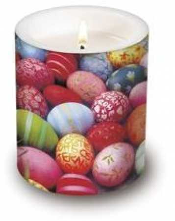 Dekorkerze "Colourful eggs" - Durchmesser: 10,5 cm - Höhe: 12 cm