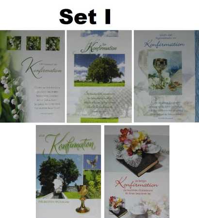 Konfirmationskarte mit Sprüchen - 5 Stück - verschiedene Sets