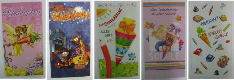 Grusskarte - Schulanfang - 5 verschiedene Karten