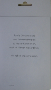 Danksagung "Kommunion mit Innentext" - 5 Stück
