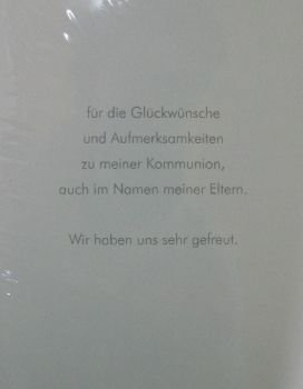 Kommunion-Danksagung mit Innentext und Umschlägen - 5 Stück/Paket