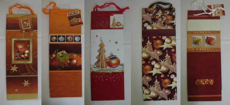 Weihnachts-Flaschentasche - ca. 36 x 13 + 8 - 10 Stück