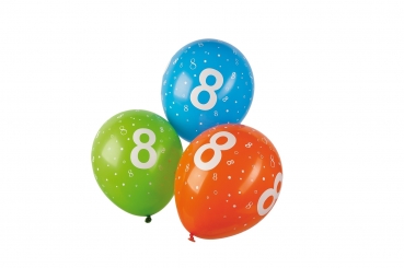 Luftballon mit Zahlendruck - bunt - Umfang: 96 cm - 100 Stück - Zahl: 0, 1, 2, 3, 4, 5, 6, 7, 8, 9, 18, 25, 30, 40, 50, 60, 70 oder 80