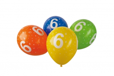 Luftballon mit Zahlendruck - bunt - Umfang: 96 cm - 100 Stück - Zahl: 0, 1, 2, 3, 4, 5, 6, 7, 8, 9, 18, 25, 30, 40, 50, 60, 70 oder 80