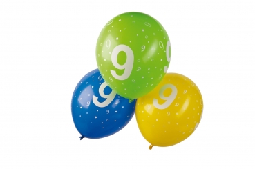 Luftballon mit Zahlendruck - bunt - Umfang: 96 cm - 100 Stück - Zahl: 0, 1, 2, 3, 4, 5, 6, 7, 8, 9, 18, 25, 30, 40, 50, 60, 70 oder 80