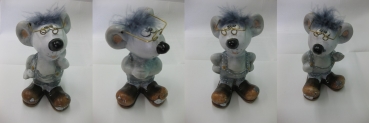 Keramikfigur "Maus" - grau - 12 cm