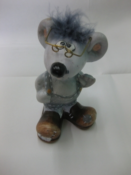 Keramikfigur "Maus" - grau - 12 cm