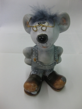 Keramikfigur "Maus" - grau - 12 cm