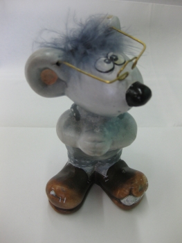 Keramikfigur "Maus" - grau - 12 cm