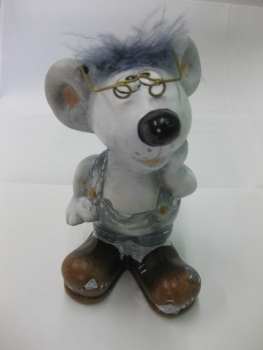 Keramikfigur "Maus" - grau - 12 cm