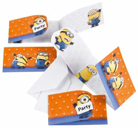 Einladungskarten "Minions" - 6 Stück