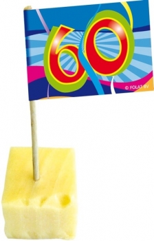 Deko-Picker - Fahne mit Druck - 50 Stück - Zahl: 30, 40, 60 oder 65