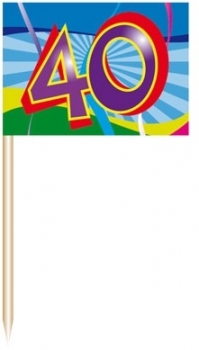 Deko-Picker - Fahne mit Druck - 50 Stück - Zahl: 30, 40, 60 oder 65