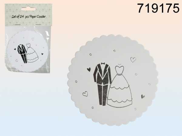 Papier-Untersetzer "Hochzeit" 24 Stück