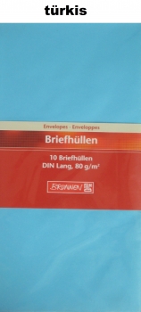 Briefumschläge  - DIN lang - 10 Stück - verschiedene Farben