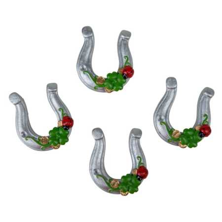 Deko-Hufeisen mit Klebepunkt - ca. 5 x 5 x 1 cm - 4 Stück/Paket