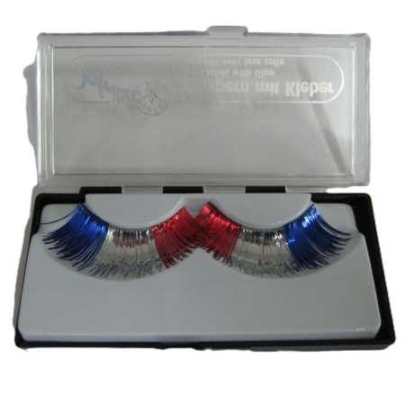 Fanwimpern rot/weiß/blau mit Kleber
