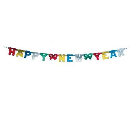 Buchstaben-Girlande "Happy New Year" - bunt - ca. 156 cm