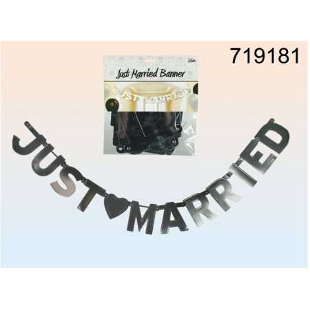 Girlande "Just Married" -silber -  Länge: ca1,60 m