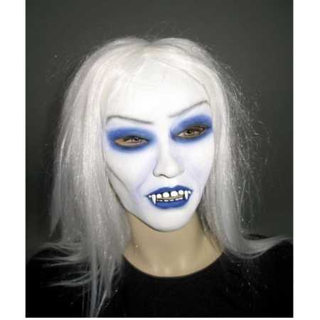 Vampirin - Maske mit Haar - Latex für Erwachsene