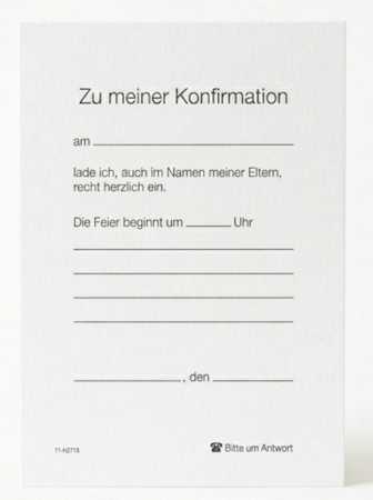 Preview: Konfirmations-Einladung mit Innentext - 5 Stück