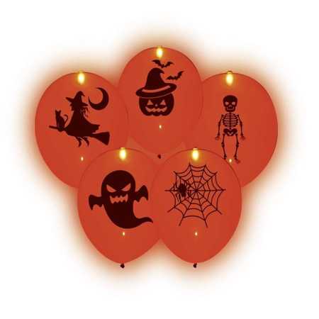 LED-Luftballons "Halloween" - 5 Stück/Paket
