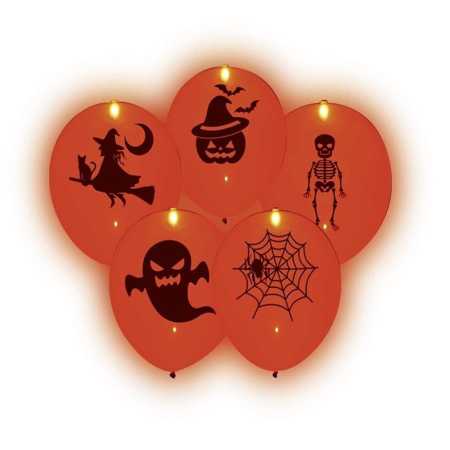 LED-Luftballons "Halloween" - 5 Stück/Paket