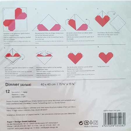 Preview: Origamiservietten "Herz" rot 12 Stück