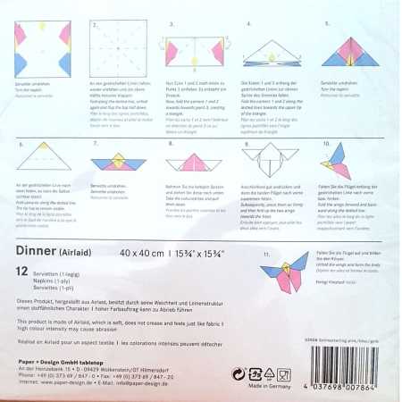 Origamiservietten "Schmetterling" - pink -12 Stück