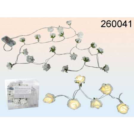 LED-Lichterkette mit weißen Minirosen - Innenberei