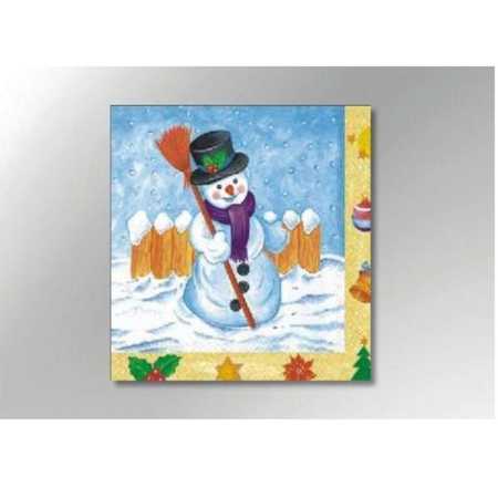 Weihnachtsserviette "Happy Snowman" - 3-lagig - 33 x 33 cm - 1/4-falz - 20 Stück/Paket