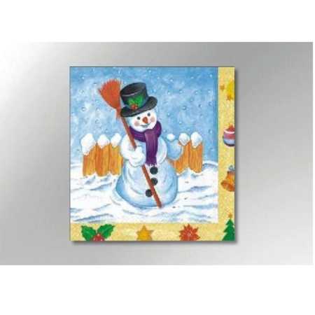 Weihnachtsserviette "Happy Snowman" - 3-lagig - 33 x 33 cm - 1/4-falz - 20 Stück/Paket