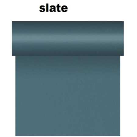 Preview: Dunicel-Tischläufer - Tête a tête  - uni - Breite: 40 cm - Länge: 24 m - Farben: dunkelblau, pacific blue, bordeaux, café, creme, gelb, grau, dunkelgrün, kiwi, plum, rot, soft-violett, fuchsia, terracotta, schwarz oder weiß