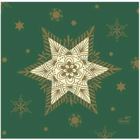 Serviette "Glittering Stars" - green - 24 x 24 cm