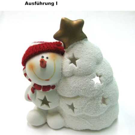 Preview: Windlicht - Schneemann aus Terracotta - 2 Ausführungen